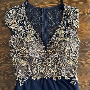 Long Maxi dress with beaded top. Open back. NORDSTROMS.